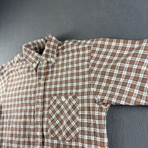 The Vermont Flannel Co Shirt Men's M Orange Gray Plaid Pocket Short Sleeve